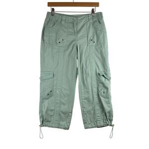 Style & Co Sea Foam Green Cargo Capris Womens 6 Utility Pockets Gorp Hiking READ